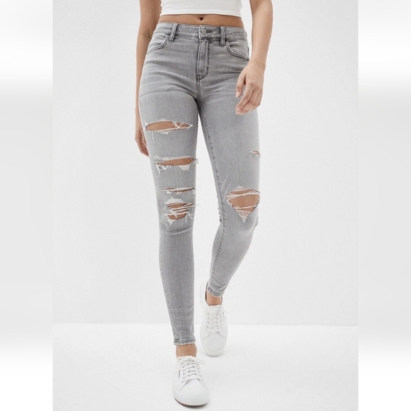 American Eagle  Grey Next Level Stretch Hi Rise Jegging - Picture 1 of 12
